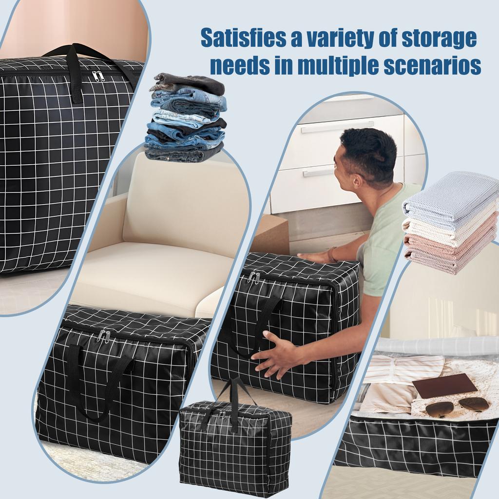 35L Duvet Storage Bag Oxford Cloth Waterproof Moving Storage Bag with Strong Handles and Zipper Large Capacity Clothes Organizer