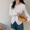 Solid Color Round Neck Irregular Hem Top Spring and Autumn Design Sense Retro Chic Knitted Sweater Women's Simple Fashion