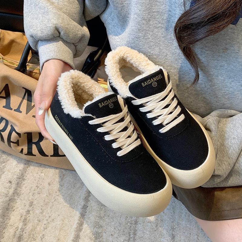 

Взуття Мао Мао жіноче на товстій підошві 2025 осінь і зима нові хутро інтегроване старе маленьке брудне взуття потовщене тепле бавовняне взуття жіночий вельвет 40 чорний