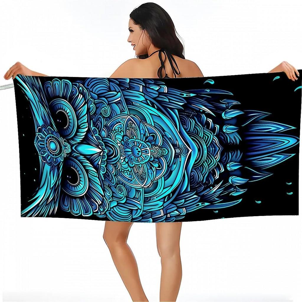 Owl Lines Pattern Beach Towel for Family Stuffs Friend Gift Quick-Dry Sand Free For Bath Yoga Beach Camping Swimming GYM Travel