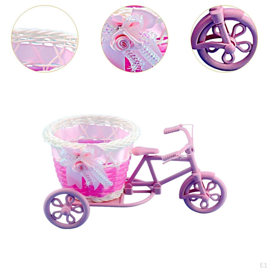Artificial Flower Decor Plant Stand Mini Tricycle Arrangement Container Basket for