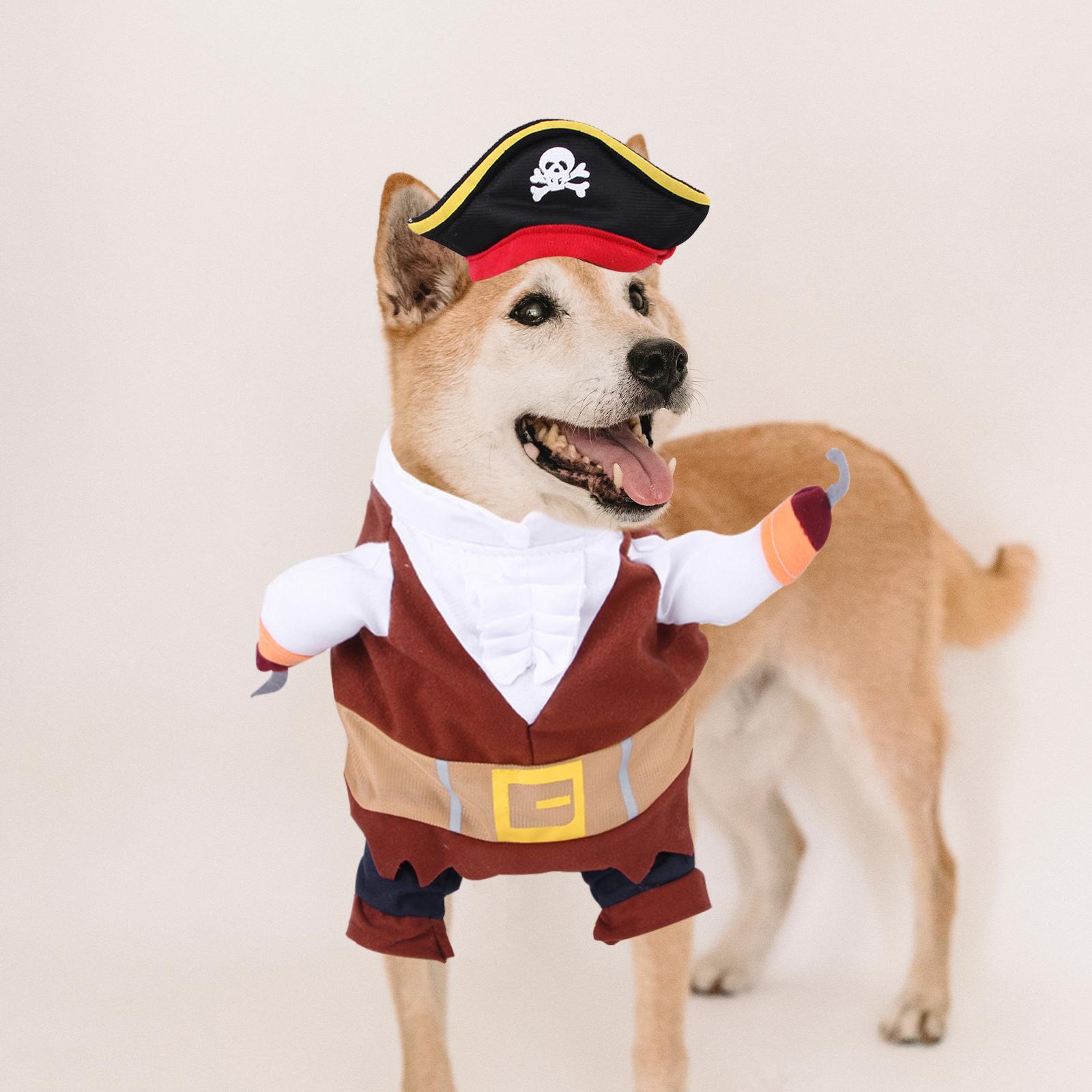 

Pet Transformation Costume Dog Clothes Pirate Theme Halloween Wear Cotton Comfortable Cosplay Clothing Decorative Props Dog M