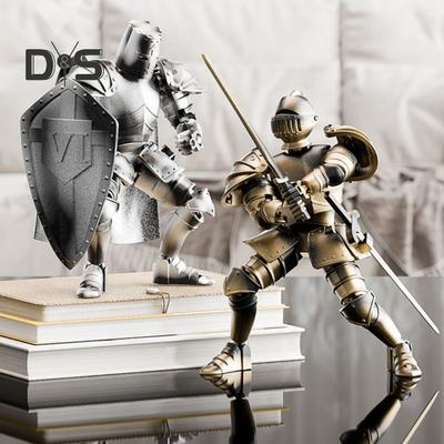 Medieval Knight Action Figure with Accessories Movable Joints Knight Model Toy Articulated Robot Dummy Figurine Home Office Decoration Ornament
