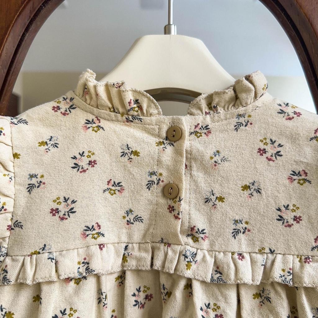 Little Girls' Floral Korean Style Shirt Dress for Autumn and Spring - Fashionable and Stylish AQA136