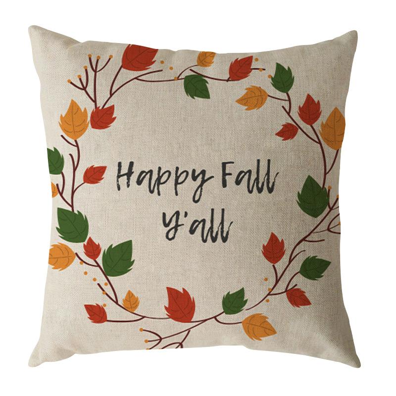 Autumn Harvest Thanksgiving Linen Happy Fall Pillow Case North American Festival Pillow Gift