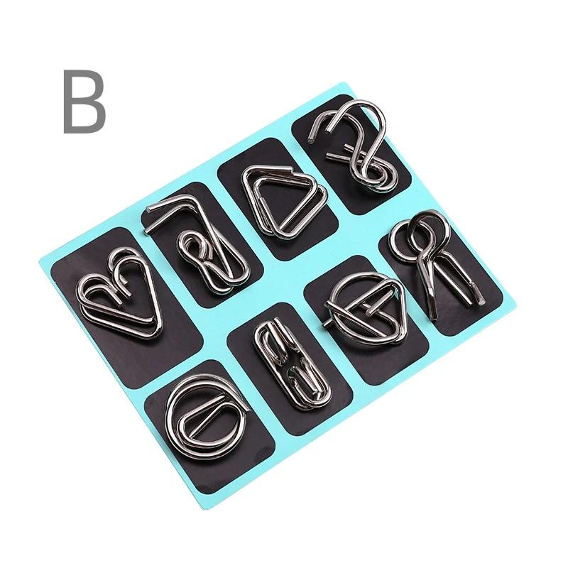

8Pcs Metal Montessori Puzzle Wire IQ Mind Brain Teaser Puzzles Children Adults Interactive Game Reliever Educational Toys