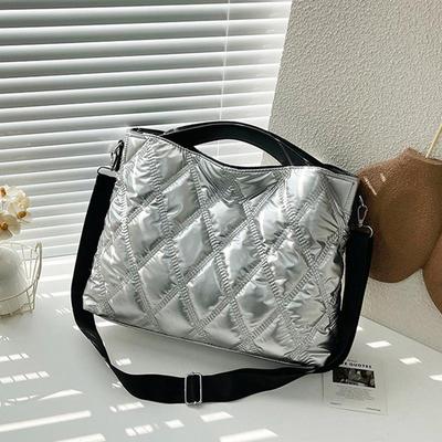 Semplice Versatile Diamante Grande Capacità Retro Borsa a Mano da Donna Casual Manico Morbido a Tracolla