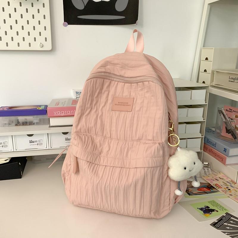 Junior High School Girls Schoolbag Girls Solid Color Versatile Large Capacity Backpack Small Fresh Travel Lightweight Backpack