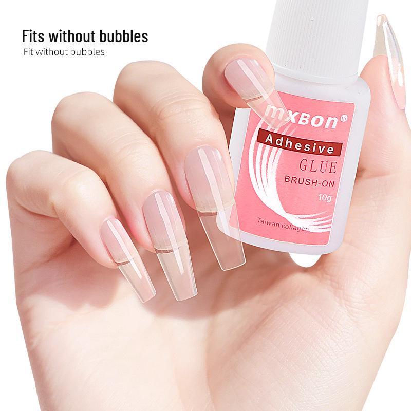 Long-Lasting Nail Glue with Brush for Press-On Nails, Nail Art, Stickers, Tips, & Remover