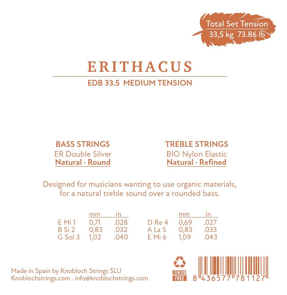 Knobloch Strings The Art of Vibration Erithacus Double Silver BI Medium Tension EDB33.5 33.5