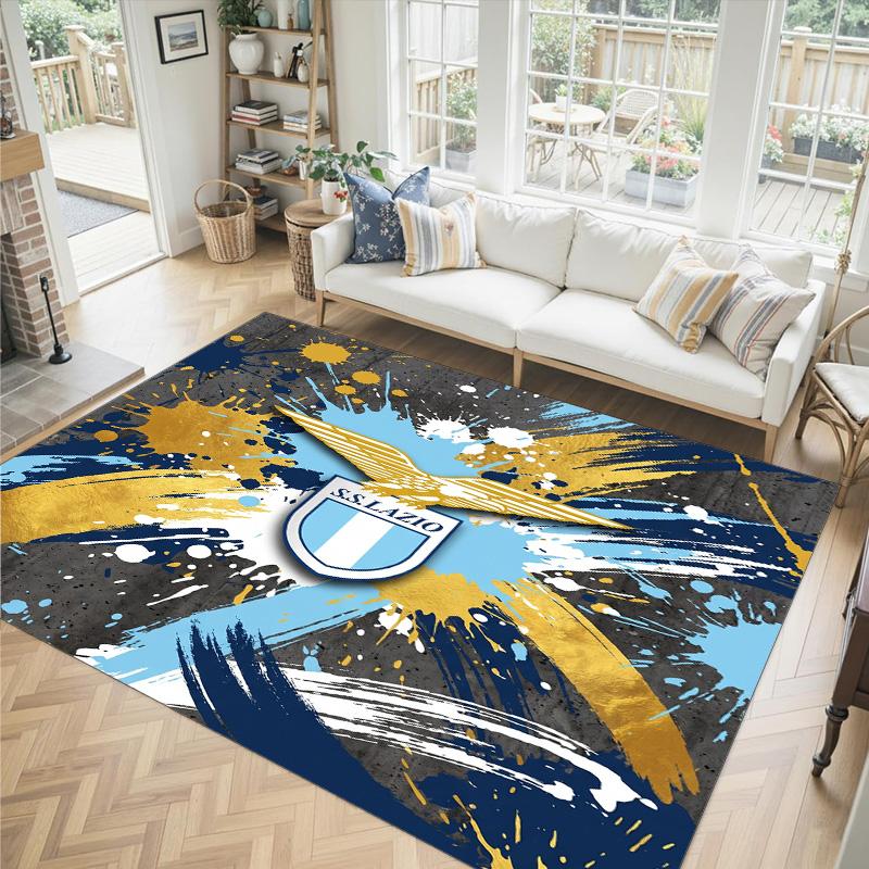 Lazio FC Design Kristall Samt Teppich Gemütlich Kein?Rutschfester Teppich mit Aufdruck für Schlafzimmer Wohnzimmer Eingang