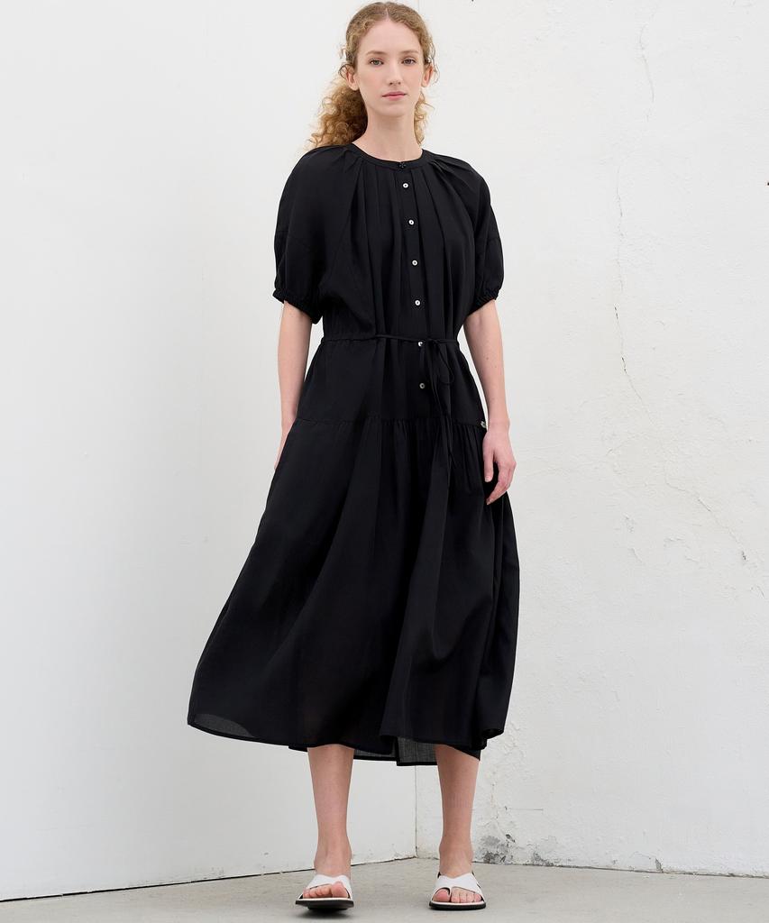 MITTE Flare Pin-Tuck Dress_Black