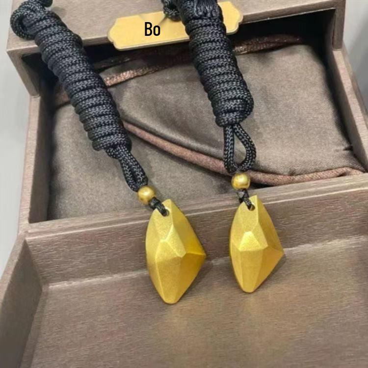 Gold Guanyin Buddha Pendant Necklace with Pixiu and Prayer Wheel Design