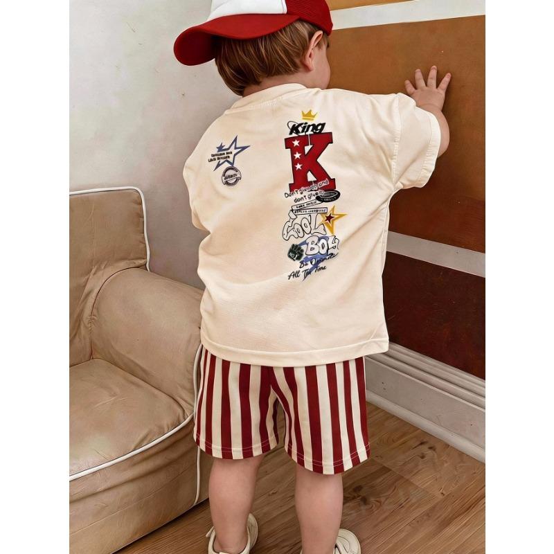 Jungen Freizeit Minimalistisches T-Shirt Set Geeignet Für Den Sommer Mit Cartoon Muster
