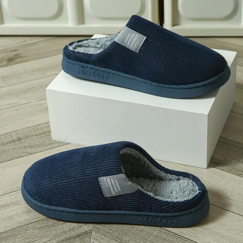 Unisex Plush Home Slippers, Cozy & Warm Closed Toe Fuzzy Slip On Shoes, Comfortable Indoor Floor Slippers