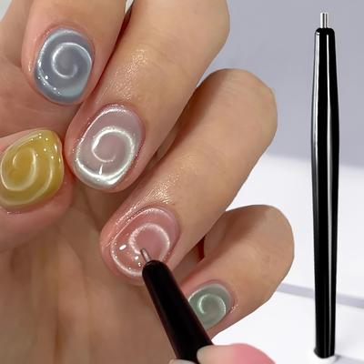 2 Stück Professioneller Magnetischer Nail Art Stift: für Salon-/Heimanwendung, Erstellt French-Style-/Wasserwellen-/Rundes Nageldesign. Verfügt über eine magnetische Basis + eine glatte Spitze