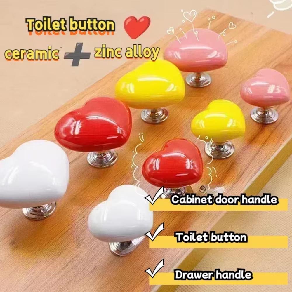 Toilet Press Button Heart Shaped Press Tank Push Switch Toilet Bathing Room Decor Water Press Flush Button