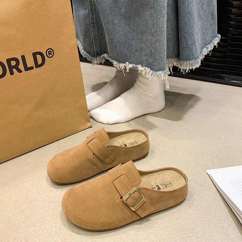 

Женские осенне-зимние новые полутапочки с толстой подошвой и закрытым носком, ленивые тапочки рыбака бокен 40 верблюд