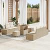 8-piece Beige Poly Rattan Garden Sofa Set with Cushions 3362731