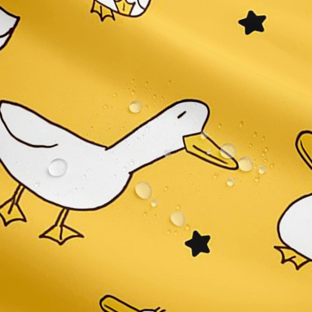 Cartoon Duck Shower Curtain For Kids Boys Girls,White Goose Bathroom Curtain,Lovely Stars Bath Curtain,Farmhouse Rustic Animal