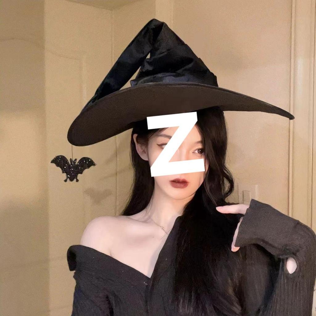 Dark COS Witch Hat Halloween Costume Prop with Wide Brim