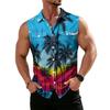 Men's Workwear Lapel Button-Down Vest Shirt - Lightweight Sleeveless Top
