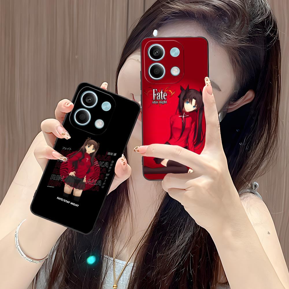Fate Rin Tohsaka Phone Case for Xiaomi POCO M6 M5 M4 M3 X7 X6 X5 X4 X3 F6 F5 F4 Pro GT 5G Black Smartphone Cover Cellphones