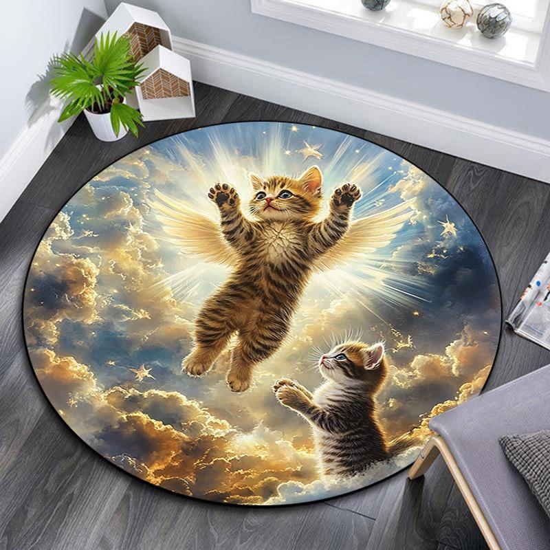 

Space Kittens Round Area Rug,Carpet Rug for Living Room Bedroom Sofa Playroom Decor,Non-slip Floor Mat 80cmx80cm