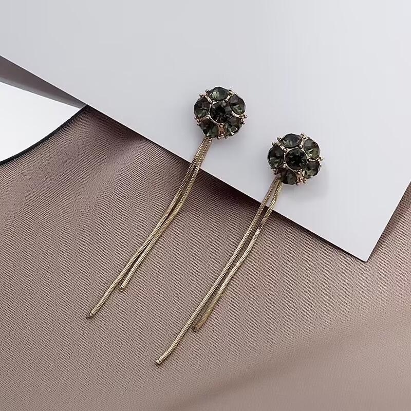 

Hot Sale Crystal Ball Tassel Long Style Dangle Earrings Female Zircon Fashion Wedding Party Brincos For Woman Girl Gift