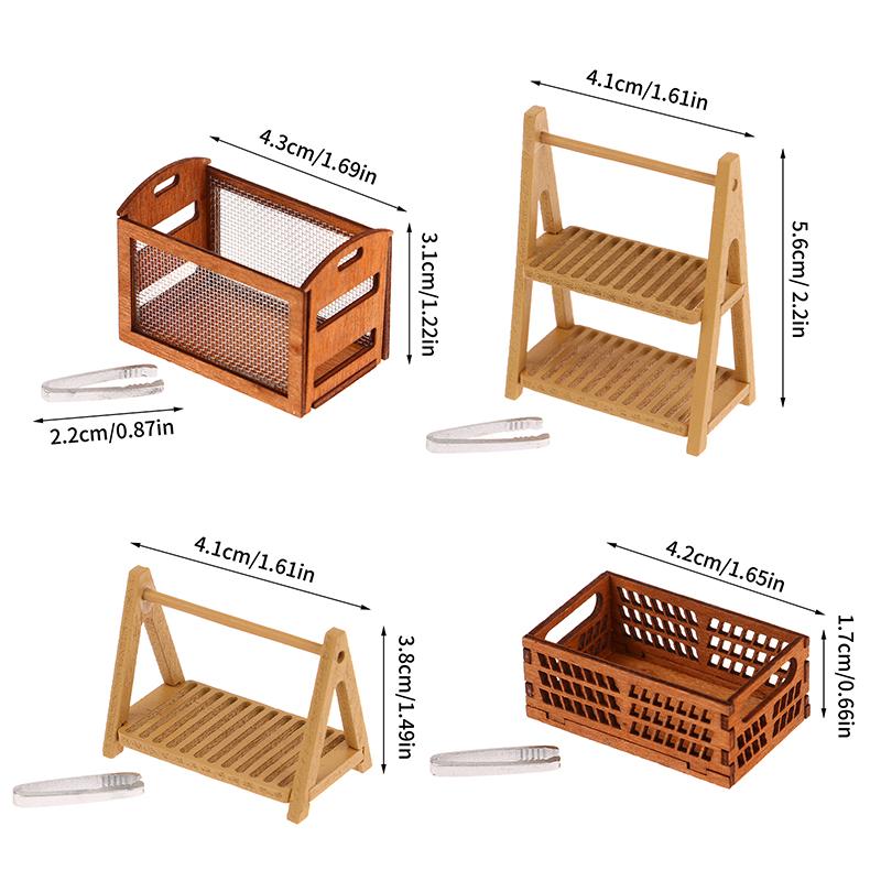 1 sett 1:12 Dukkehus Miniatyr Brødhylle Kakehylle Oppbevaringsboks/Kurv M/Bakeklemme Scenedekor Dukkehus Tilbehør