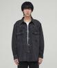 Minav Cracked Wash Denim Shirt Jacket [Dusty Black]
