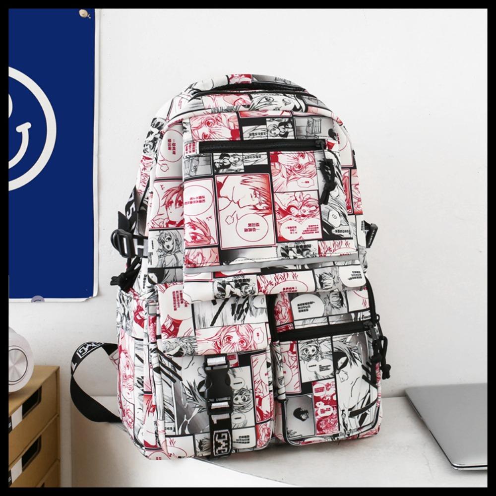 

Новый вместительный студенческий рюкзак для граффити, уличный модный крутой мужской рюкзак, женская школьная сумка для колледжа, путешествий красный