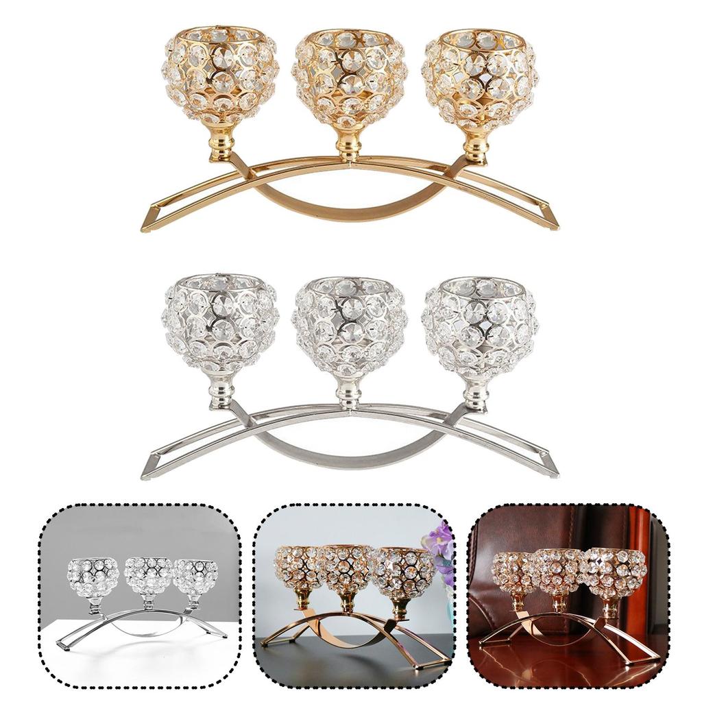 New Light Luxury Crystal Candlestick Candelabra Candle Holder Ins Wind Candlestick Dinner Candle Cup Wedding Centerpiece