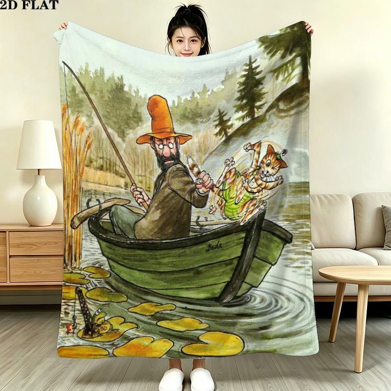 Couverture en Flanelle Pettson Findus, Haute qualité, Confortable pour Toutes les Saisons, Décoration d'Intérieur, Chaleur et Confort, Parfait pour les Cadeaux de Noël