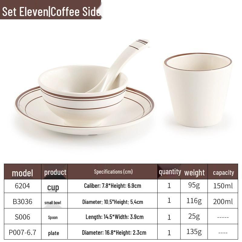 Melamine Four-Piece Table Set: Imitation Porcelain Plastic Bowls & Plates for Restaurants and Hotels