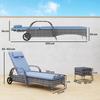 2 Seater Rattan Sun Lounger Set With Side Table Grey