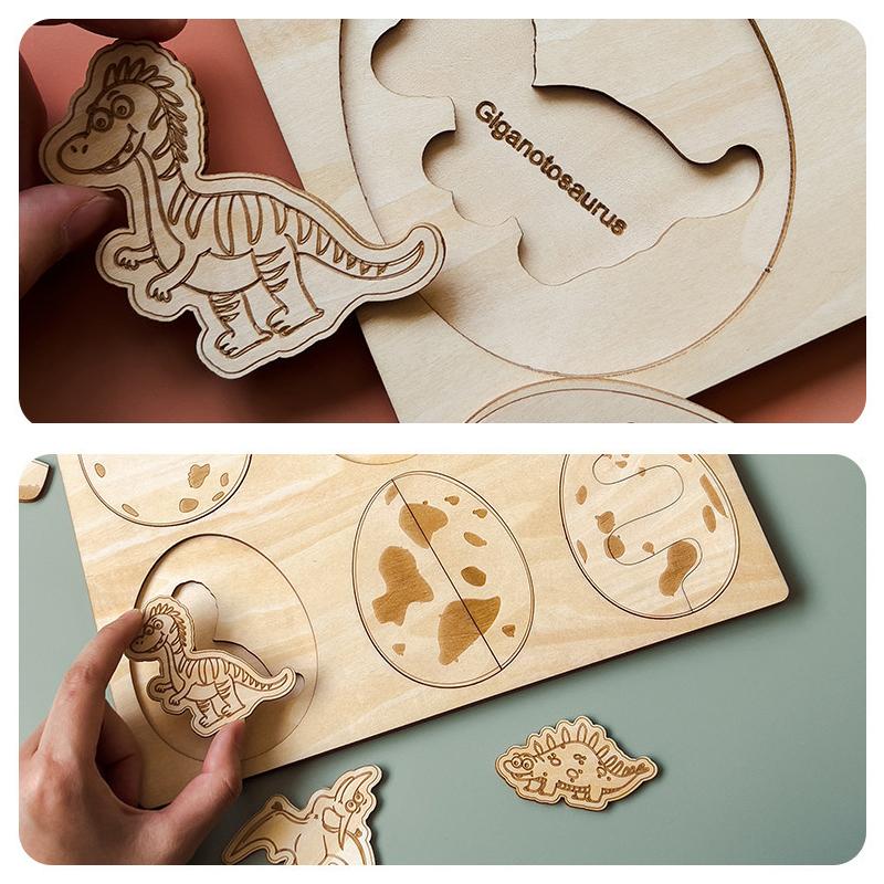 Монтессори Динозавр Гриб Деревянные Пазлы Игрушка Жизненный Цикл Цикл Роста Растений — фото 5