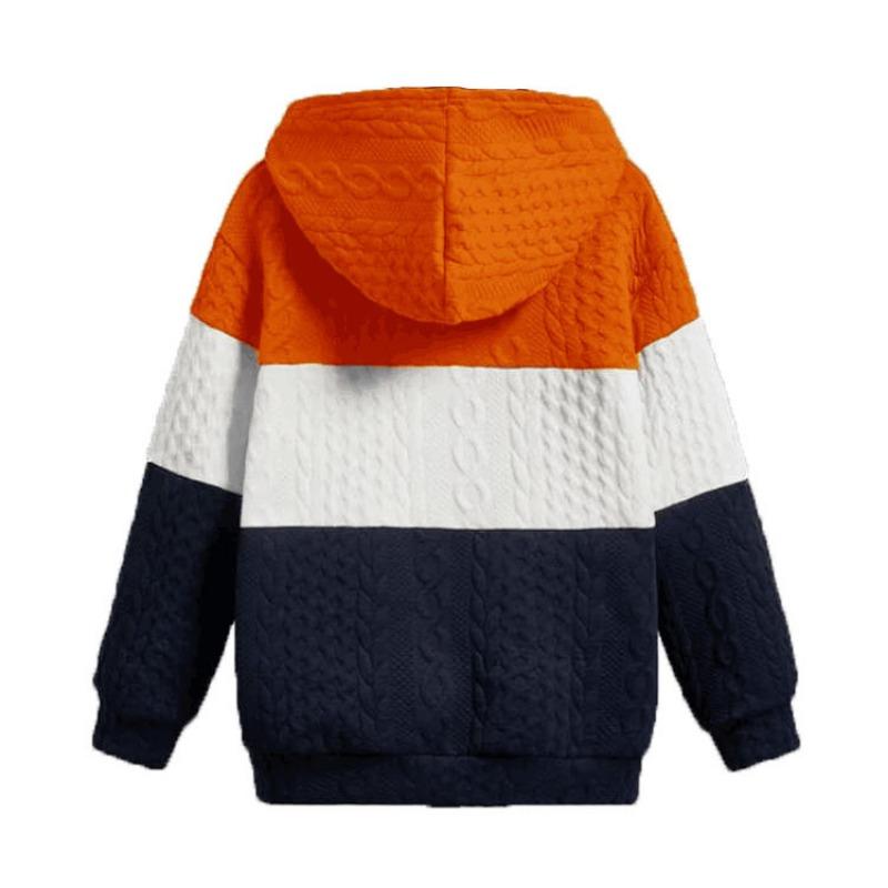 Korean Style Men S Color Block Loose Jacquard Hooded Sweatshirt