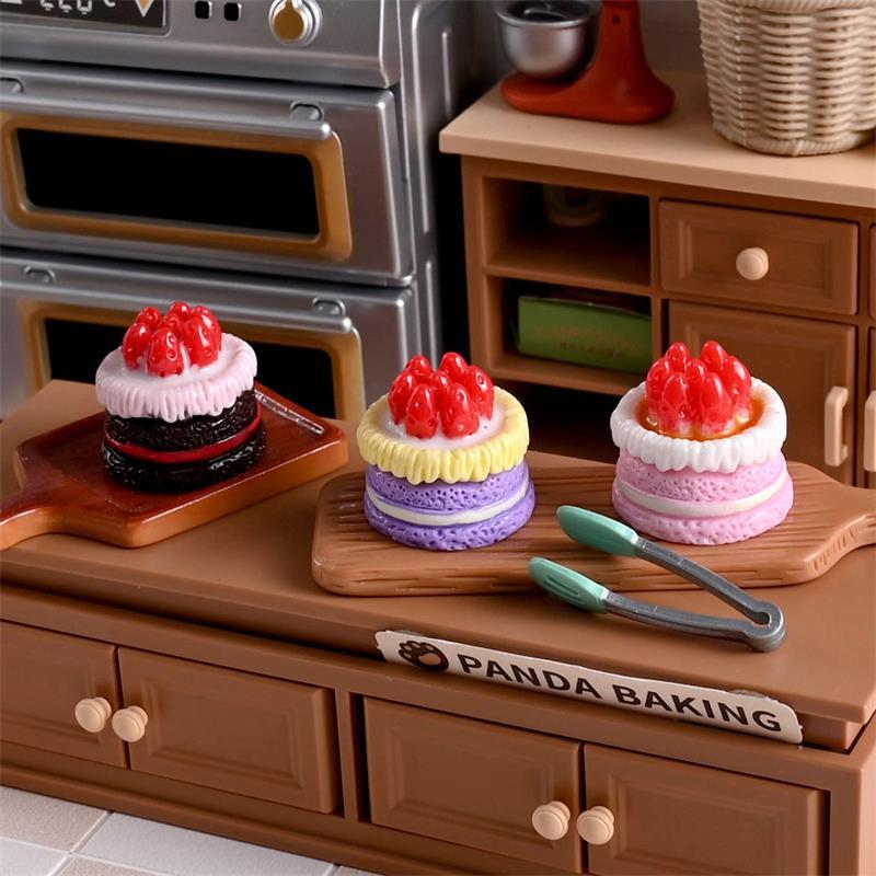 5/10PCS Dollhouse Miniature Simulation Cream Strawberry Cake Model Food Toy Home Ornaments Kids Pretend Toys Gift