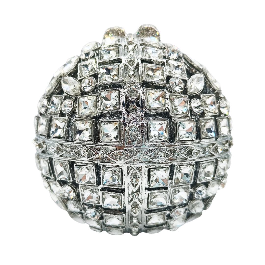

Women s Luxury Crystal Ball Diamond Evening Clutch - Stylish, Round, Full Diamond Design