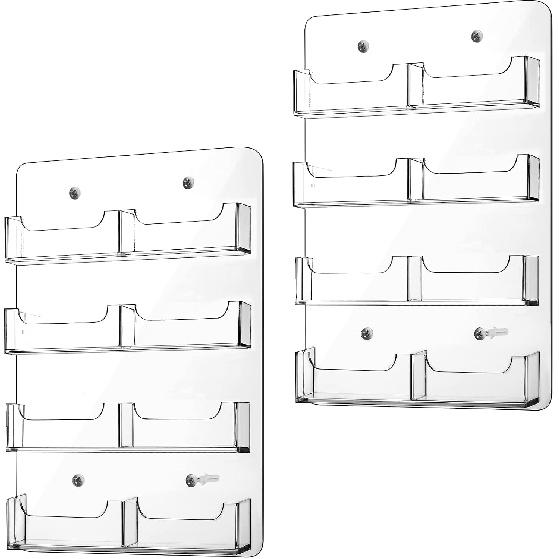 Lincia 2 Pieces Acrylic Business Card Holder Wall Mount Clear Sticker Display Rack Multiple Clear Acrylic Card Organizer Sticker Display Stand Pre