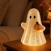 Lampa na baterie Pęknięta Figurka Ducha Światło, Środkowy Element Stołu na Halloween, Świecący LED Środkowy Element Imprezowy Trzymający Ozdobę Dyni dla