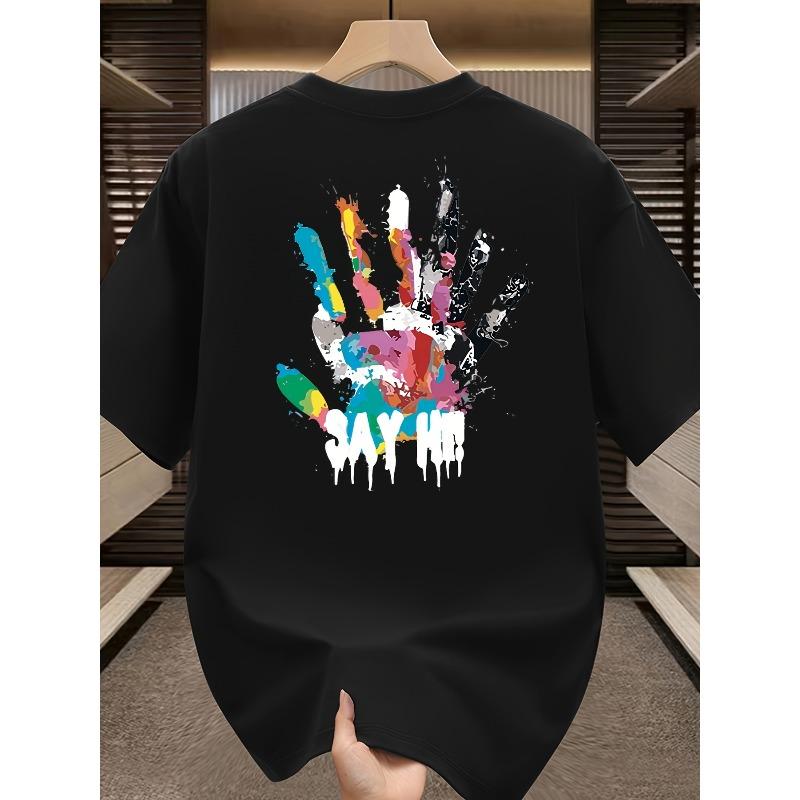 Summer New Trendy Brand Printing Heavyweight Pure Cotton Short-sleeved T-shirt Men's Casual Loose Versatile Large Size Top