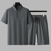 Men's Ice Silk Polo Shirt & Shorts Set