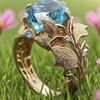 2025 Gold-Plated Ring with Lake Blue Stone - Women's Cross-Border Alloy Jewelry