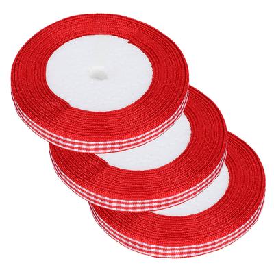 3 Adet Ekoseli Kurdele 25 Yardalık Rulo Kendin Yap Fiyonk El İşi Noel Düğün Pastası Bandajı 1CM