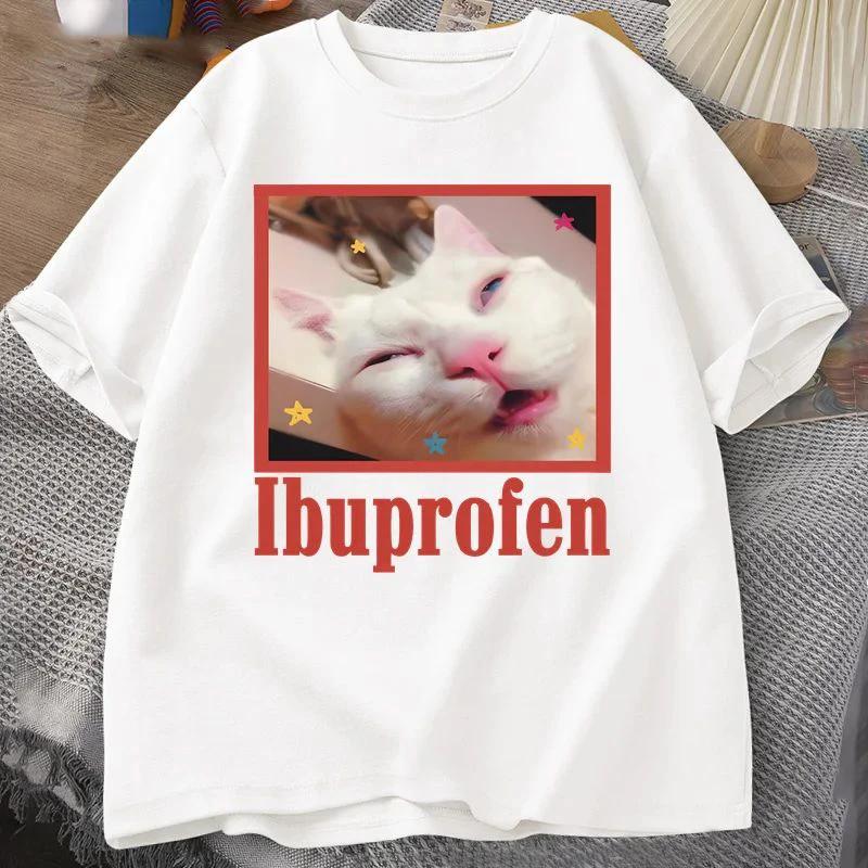 Neuankömmling Herrenbekleidung T-Shirt Homme Grafik-T-Shirts Herren T-Shirt für Herren Ropa Hombre Ibuprofen Katzen-Meme T-Shirts 25928