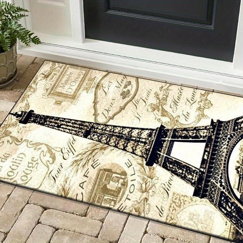 Eiffel Tower Paris Themed Rug for Elegant Home Decor - Vintage Style French Art Carpet, Ideal for Living Room or Study Room