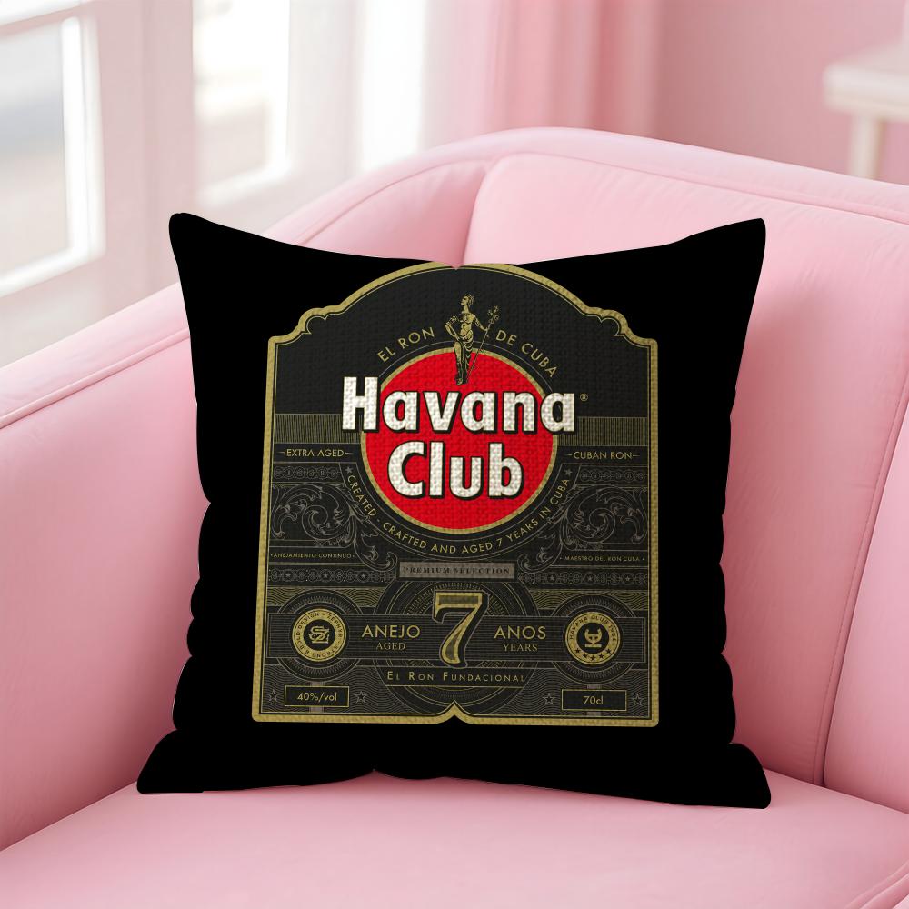 Classic HHavana Club Cushion Cover Natural Linen Pillow Case DoubleSided Print Decorative Sofa Pillowcase Home Decor Gift