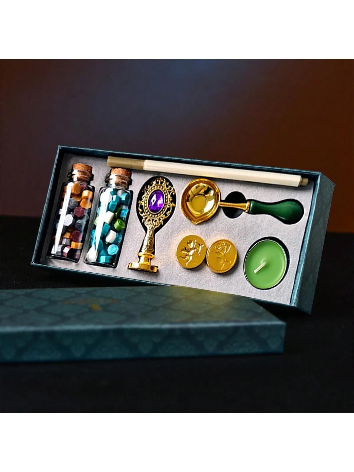 

9 шт. - Набор лаковых печатей Сургуч для запечатывания конвертов Лаковый воск Частицы Подарок Новый Винтажный Набор печатей золотой